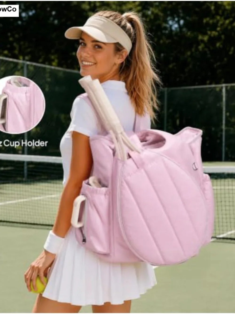 Quilted Tennis Racket Backpack for Women, Pickleball Badminton Gear Bag, Tote &